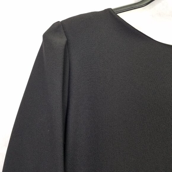 Vtg Nat Kaplan Couture Shift Dress 14 Black Long Sleeve Layered Ribbon Bow 80's - Picture 6 of 16